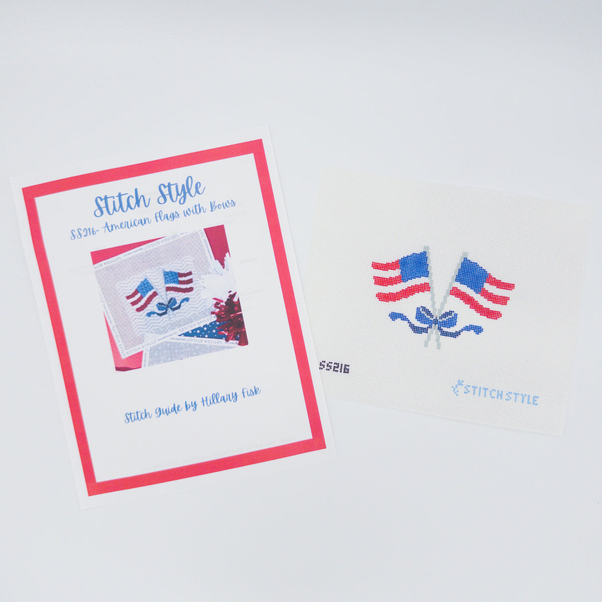 American Flags with Bows Needlepoint Canvas