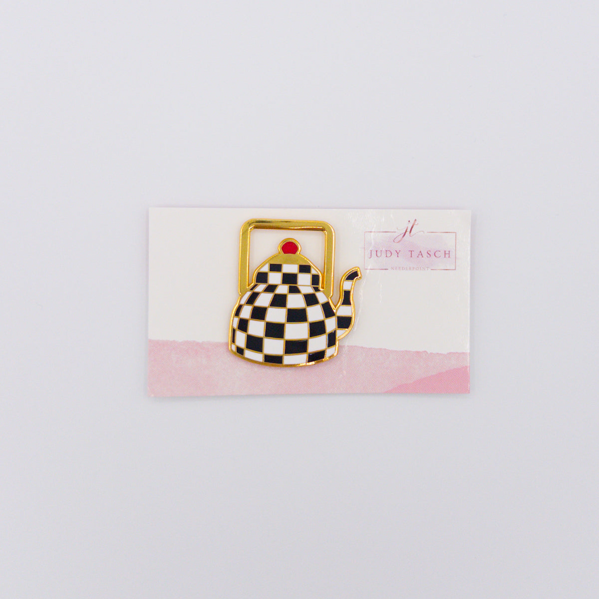 Black Checkered Teapot Needleminder