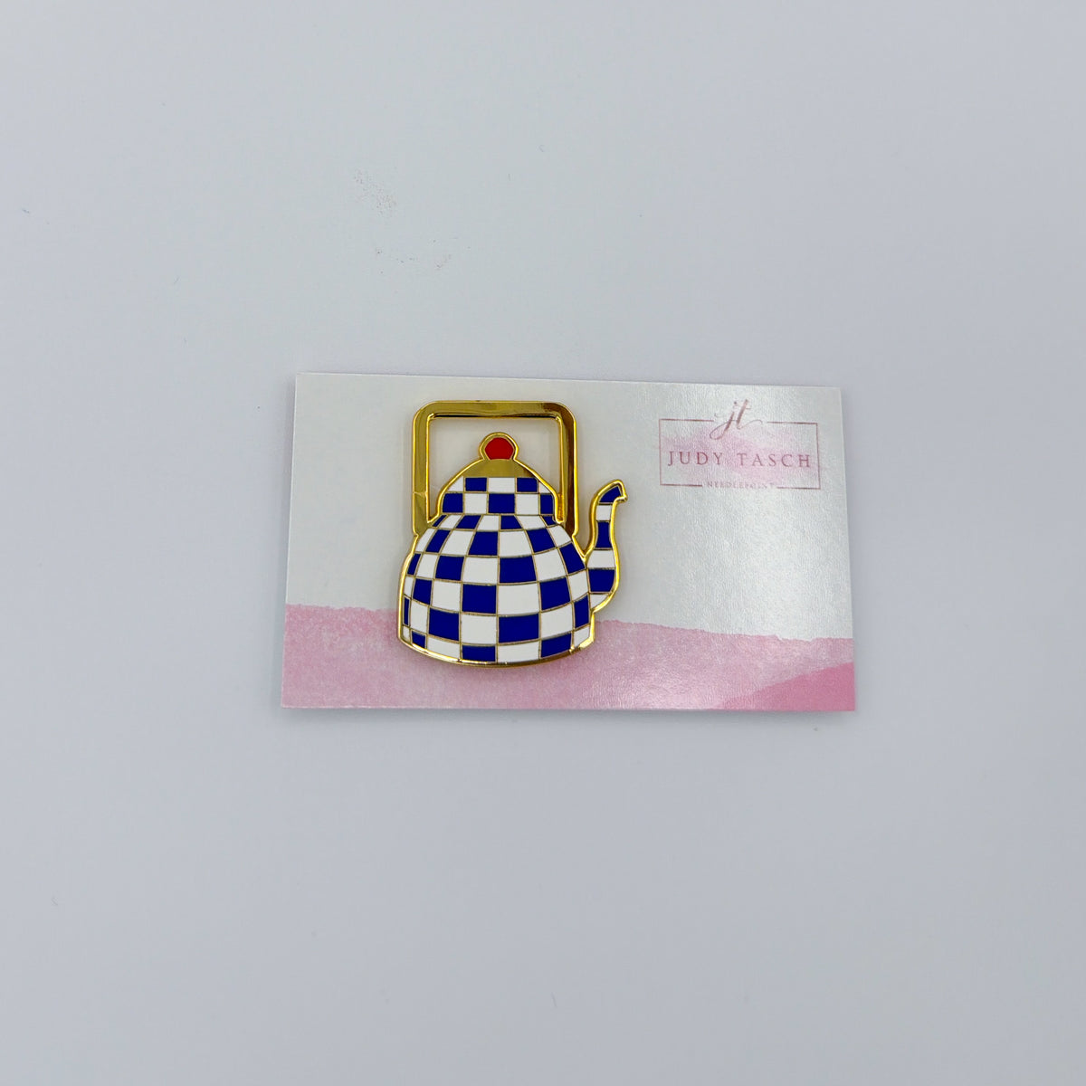 Blue Checkered Teapot Needleminder