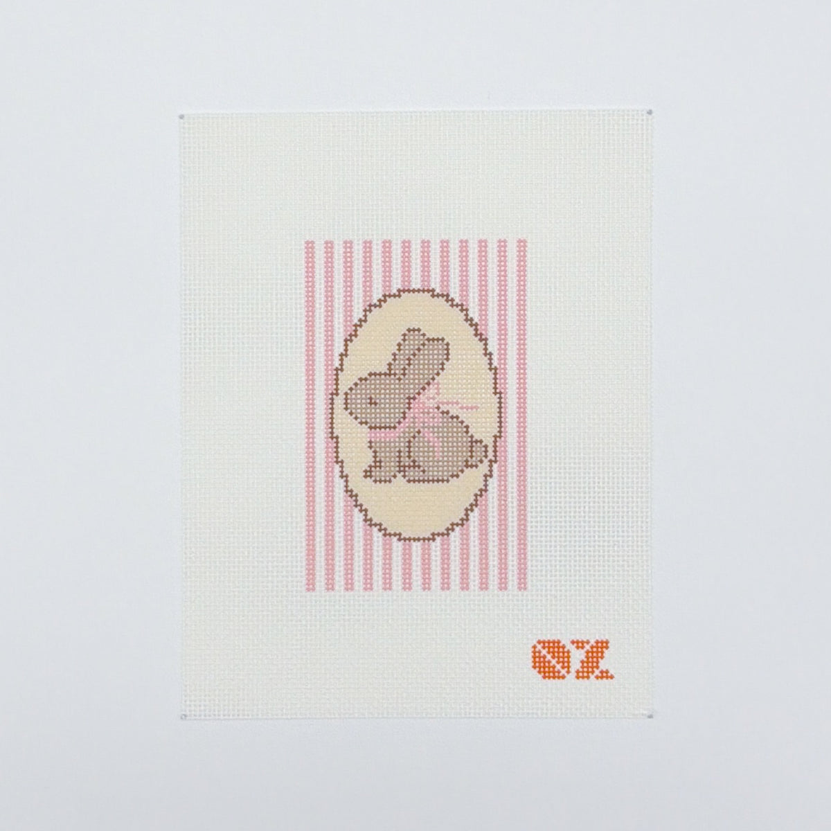 Pink Striped Bunny Oval