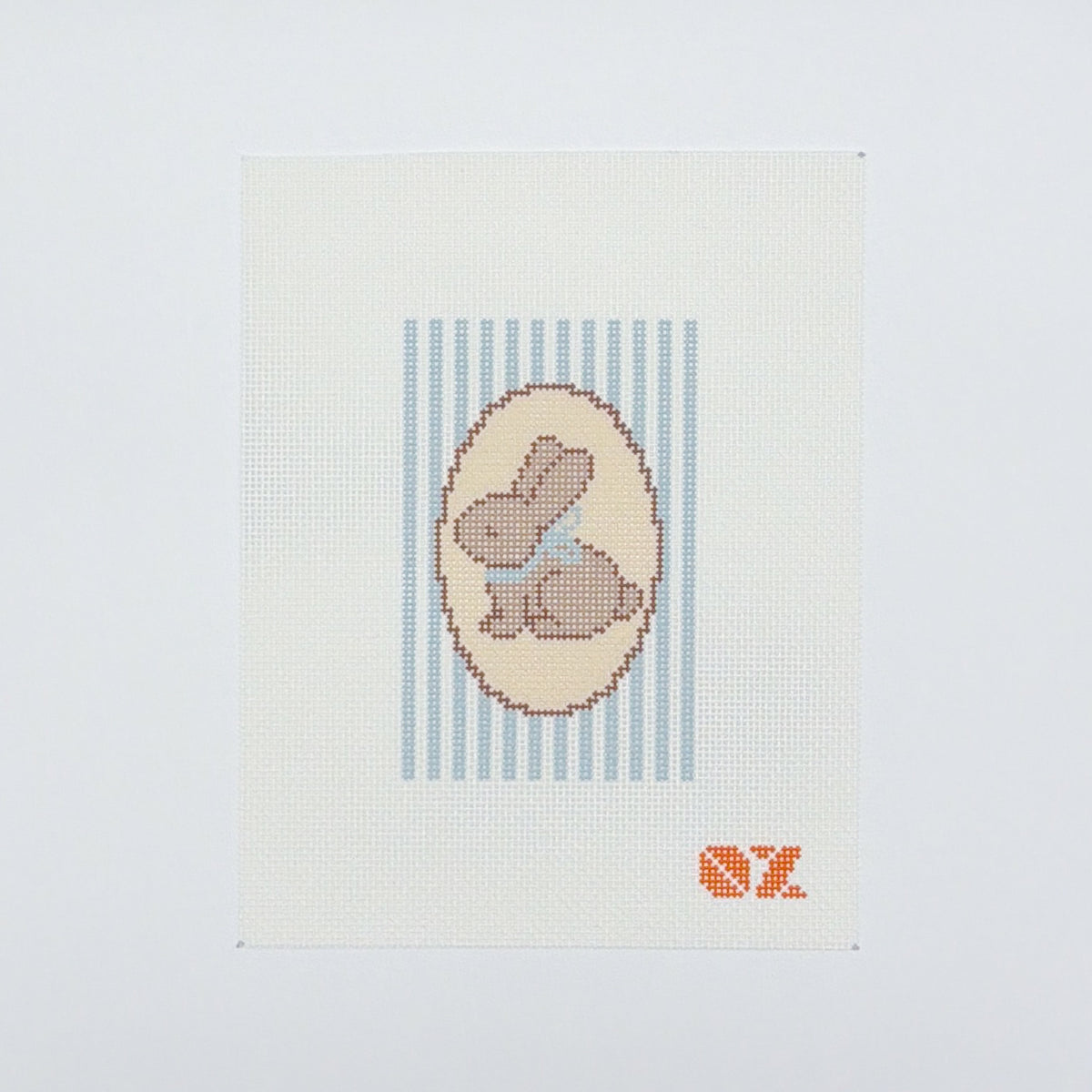 Blue Striped Bunny Oval