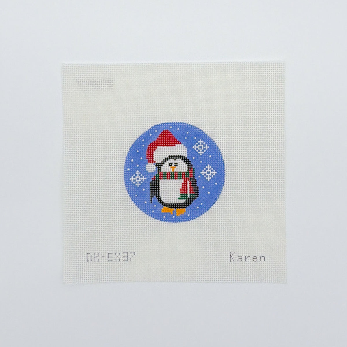Penguin with Santa Cap Round