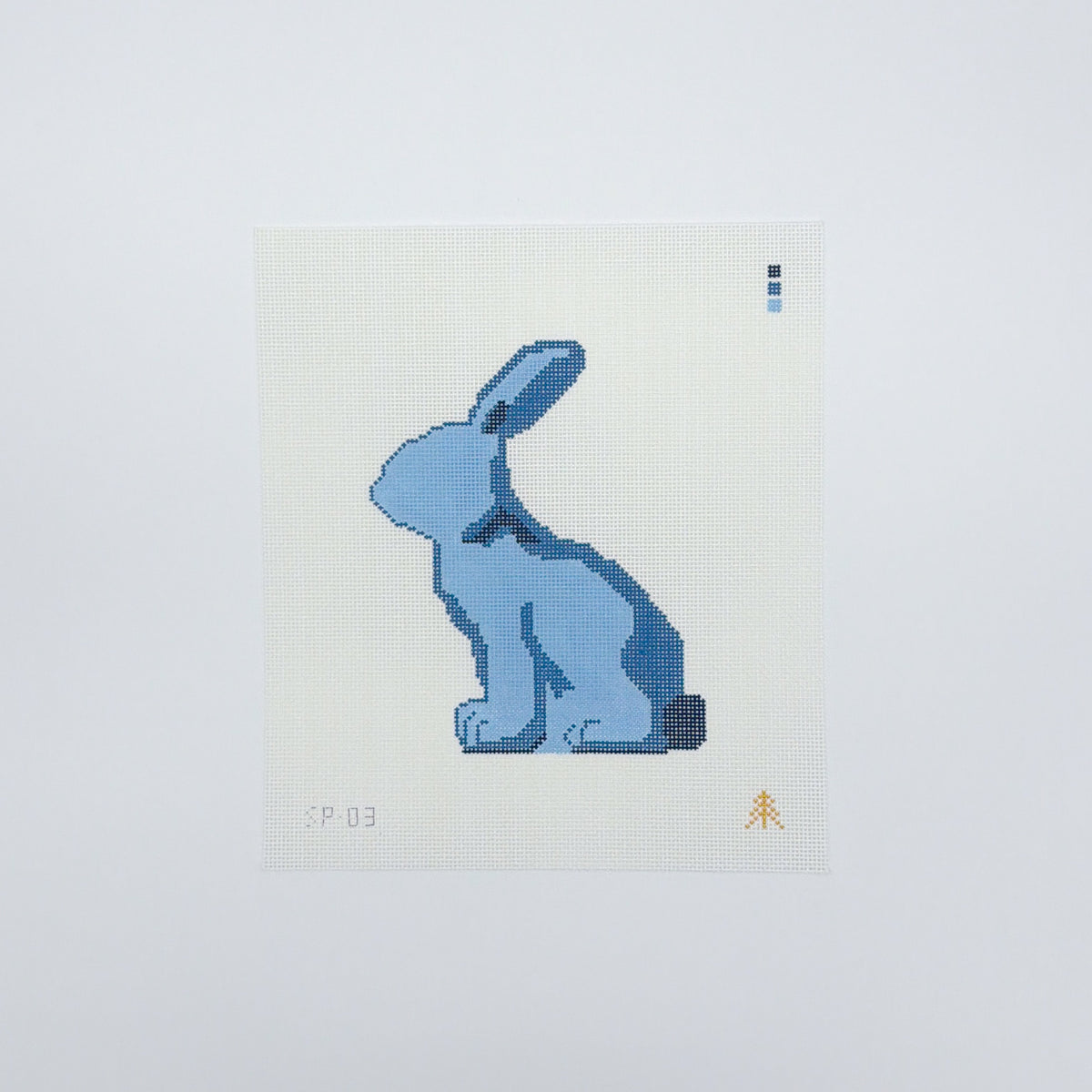 Moss Spring Bunny Canvas, Blue Left Facing
