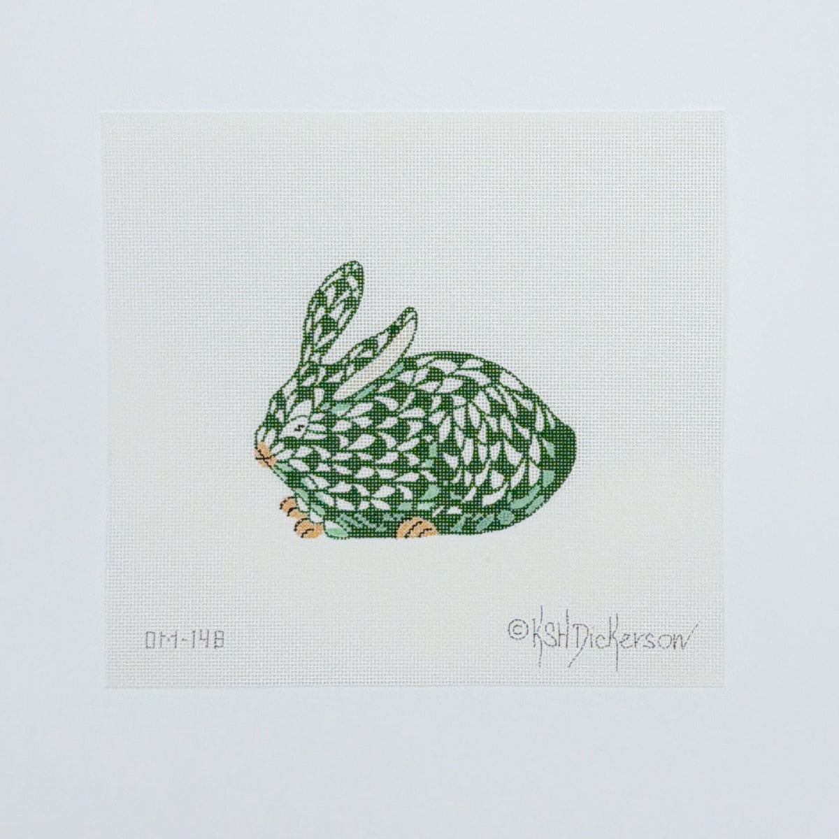 Mini Herend Crouching Bunny - Emerald/Gold