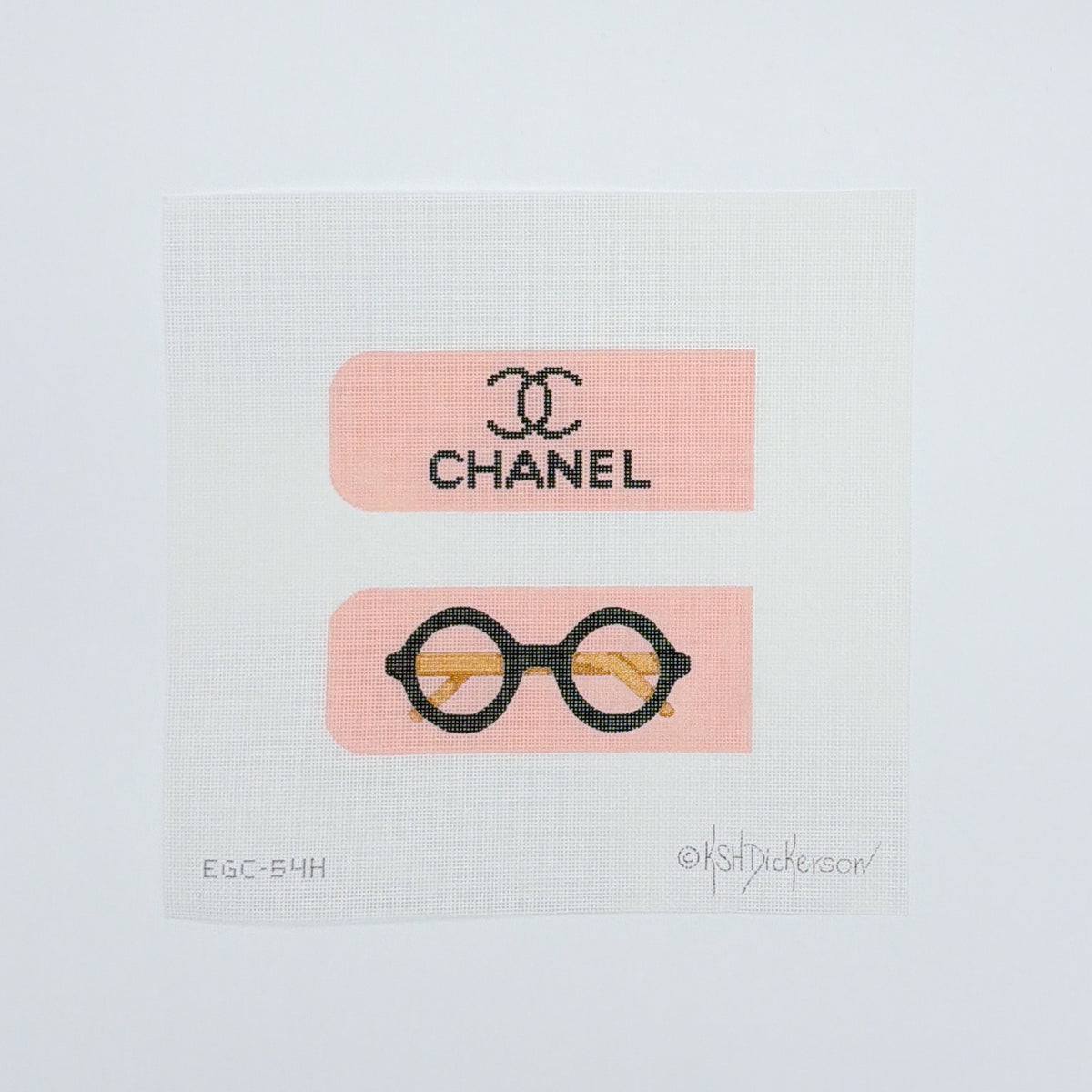 Glasses Case - Chanel with Logo & Signature Round Glasses on Peach (Half-Size)