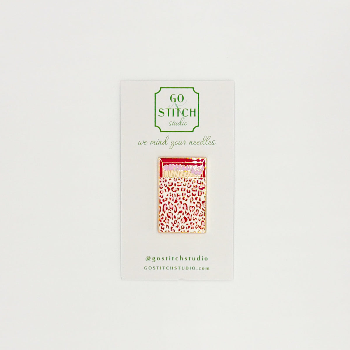 Pink Leopard Print Matchbox Needleminder