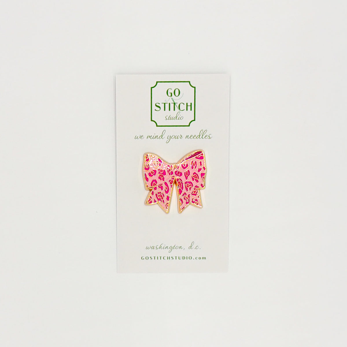 Pink Leopard Print Bow Needleminder