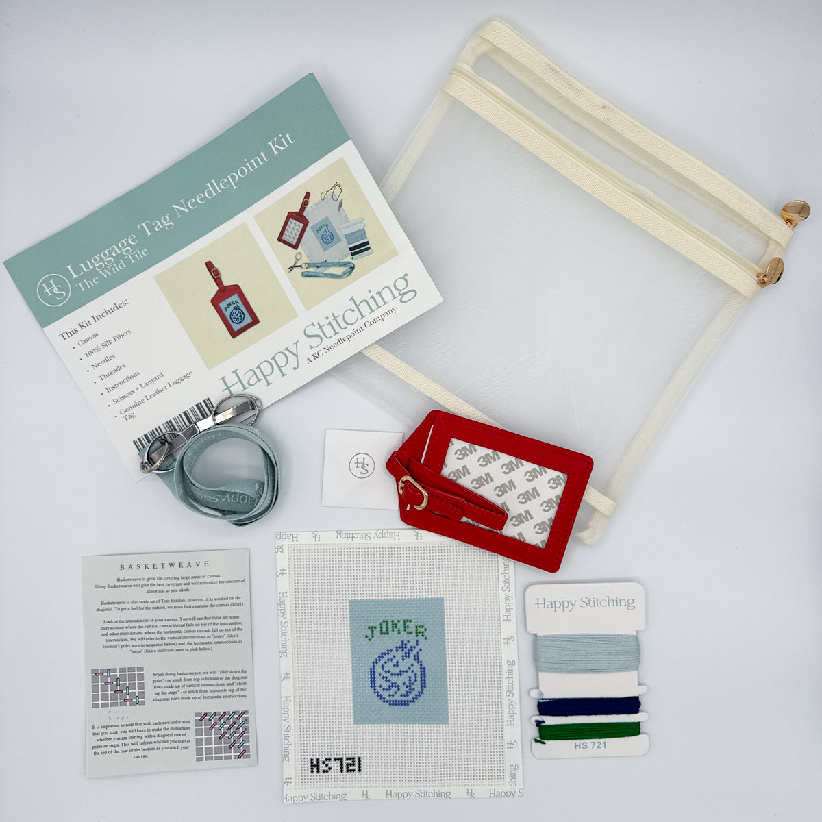 The Wild Tile Luggage Tag (Mahjong Tile)  Needlepoint Kit