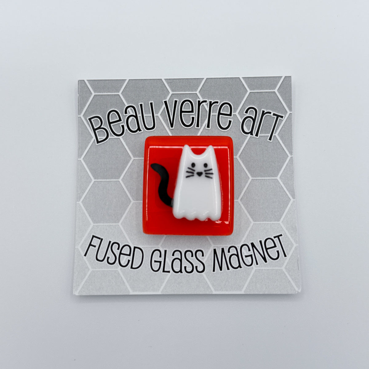 Ghost Cat Fused Glass Needleminder