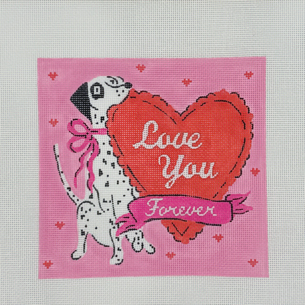 Krissy Mast: Love You Forever Dalmatian With Heart Needlepoint Canvas