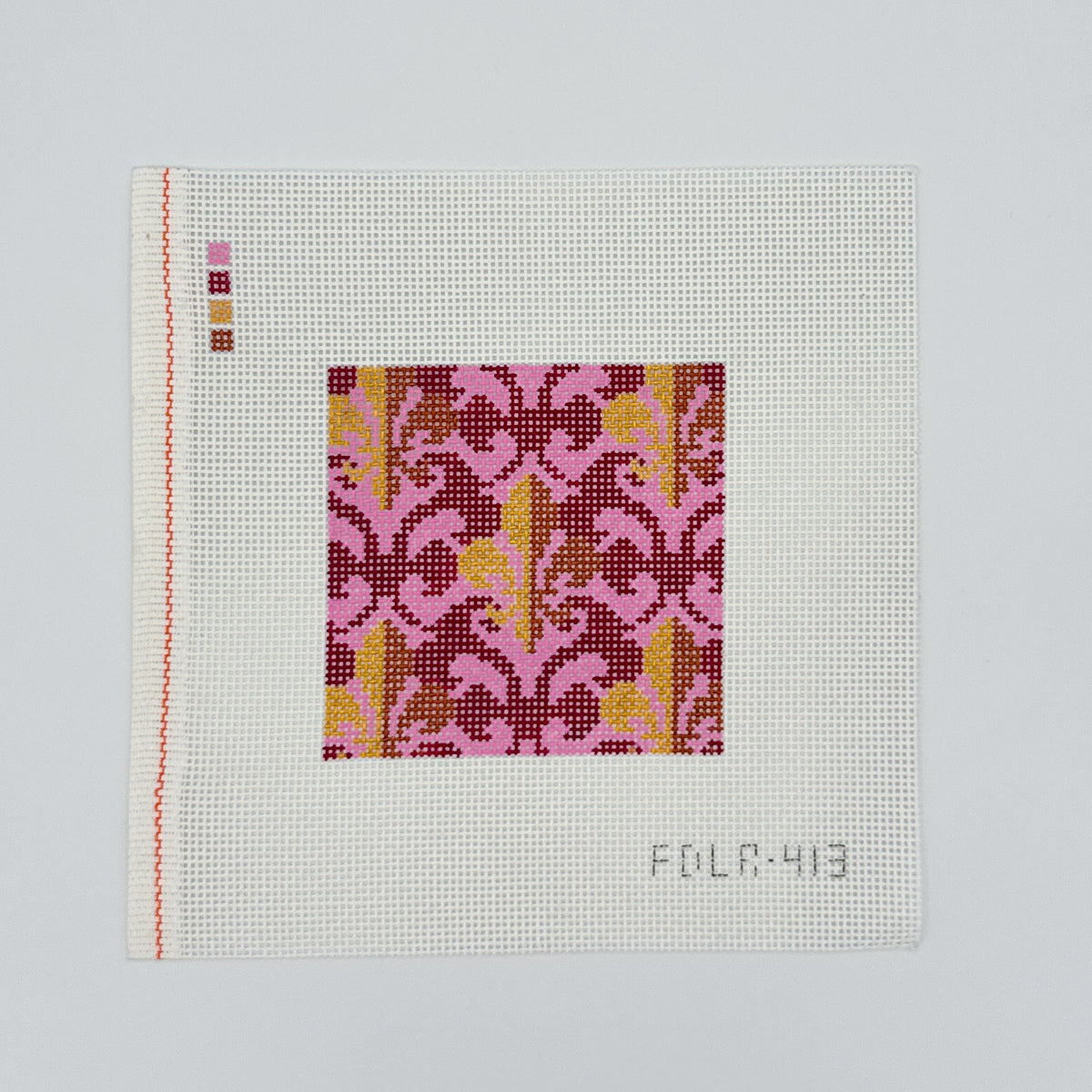Fleur De Lis Pink 4" Square - 13 Mesh
