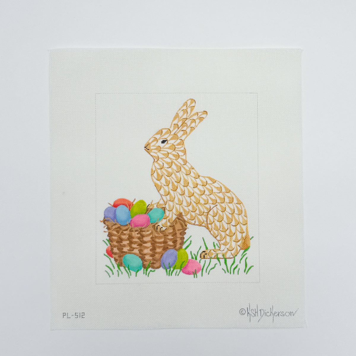 Golden Fishnet Easter Bunny with Basket of Eggs