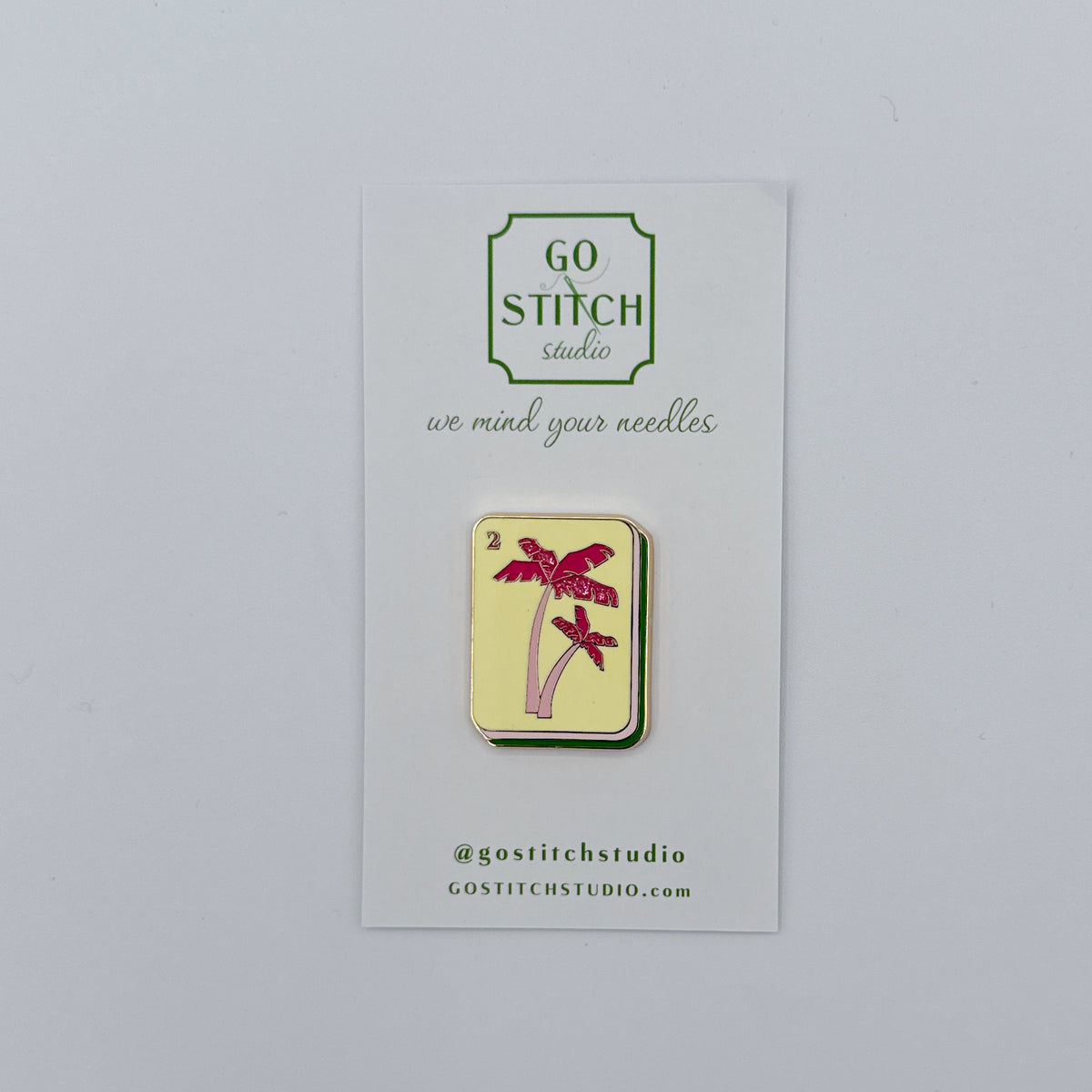 Pink Palm Tree Mahjong Tile Needleminder